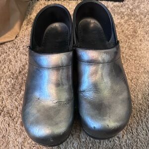Dansko Iridescent Silver Clogs